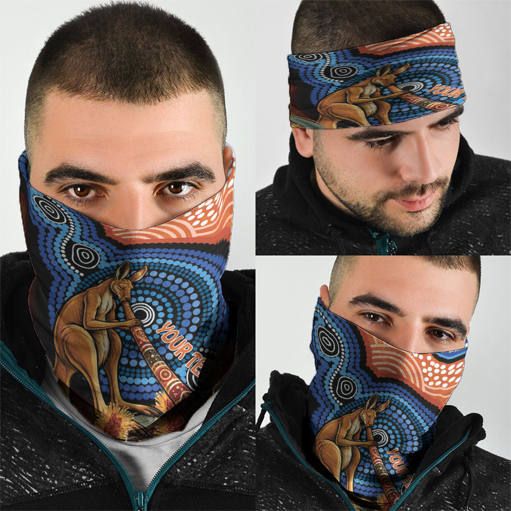 Personalised Australia Kangaroo Didgeridoo Neck Gaiter Bottlebrush Flowers Indigenous Art