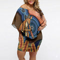 Personalised Australia Kangaroo Didgeridoo Off Shoulder Short Dress Bottlebrush Flowers Indigenous Art