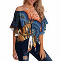 Personalised Australia Kangaroo Didgeridoo Off Shoulder Wrap Waist Top Bottlebrush Flowers Indigenous Art
