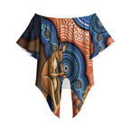 Personalised Australia Kangaroo Didgeridoo Off Shoulder Wrap Waist Top Bottlebrush Flowers Indigenous Art