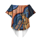 Personalised Australia Kangaroo Didgeridoo Off Shoulder Wrap Waist Top Bottlebrush Flowers Indigenous Art