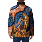 Personalised Australia Kangaroo Didgeridoo Padded Jacket Bottlebrush Flowers Indigenous Art