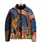 Personalised Australia Kangaroo Didgeridoo Padded Jacket Bottlebrush Flowers Indigenous Art