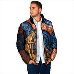 Personalised Australia Kangaroo Didgeridoo Padded Jacket Bottlebrush Flowers Indigenous Art