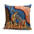Personalised Australia Kangaroo Didgeridoo Pillow Cover Bottlebrush Flowers Indigenous Art