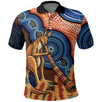 Personalised Australia Kangaroo Didgeridoo Polo Shirt Bottlebrush Flowers Indigenous Art