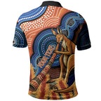 Personalised Australia Kangaroo Didgeridoo Polo Shirt Bottlebrush Flowers Indigenous Art