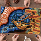 Personalised Australia Kangaroo Didgeridoo Puzzle Bottlebrush Flowers Indigenous Art