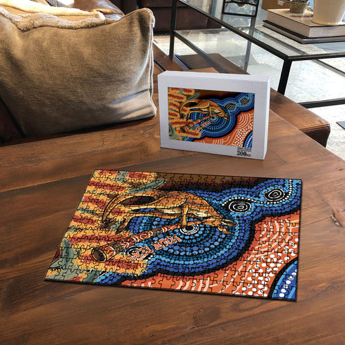Personalised Australia Kangaroo Didgeridoo Puzzle Bottlebrush Flowers Indigenous Art