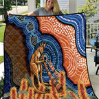 Personalised Australia Kangaroo Didgeridoo Quilt Bottlebrush Flowers Indigenous Art