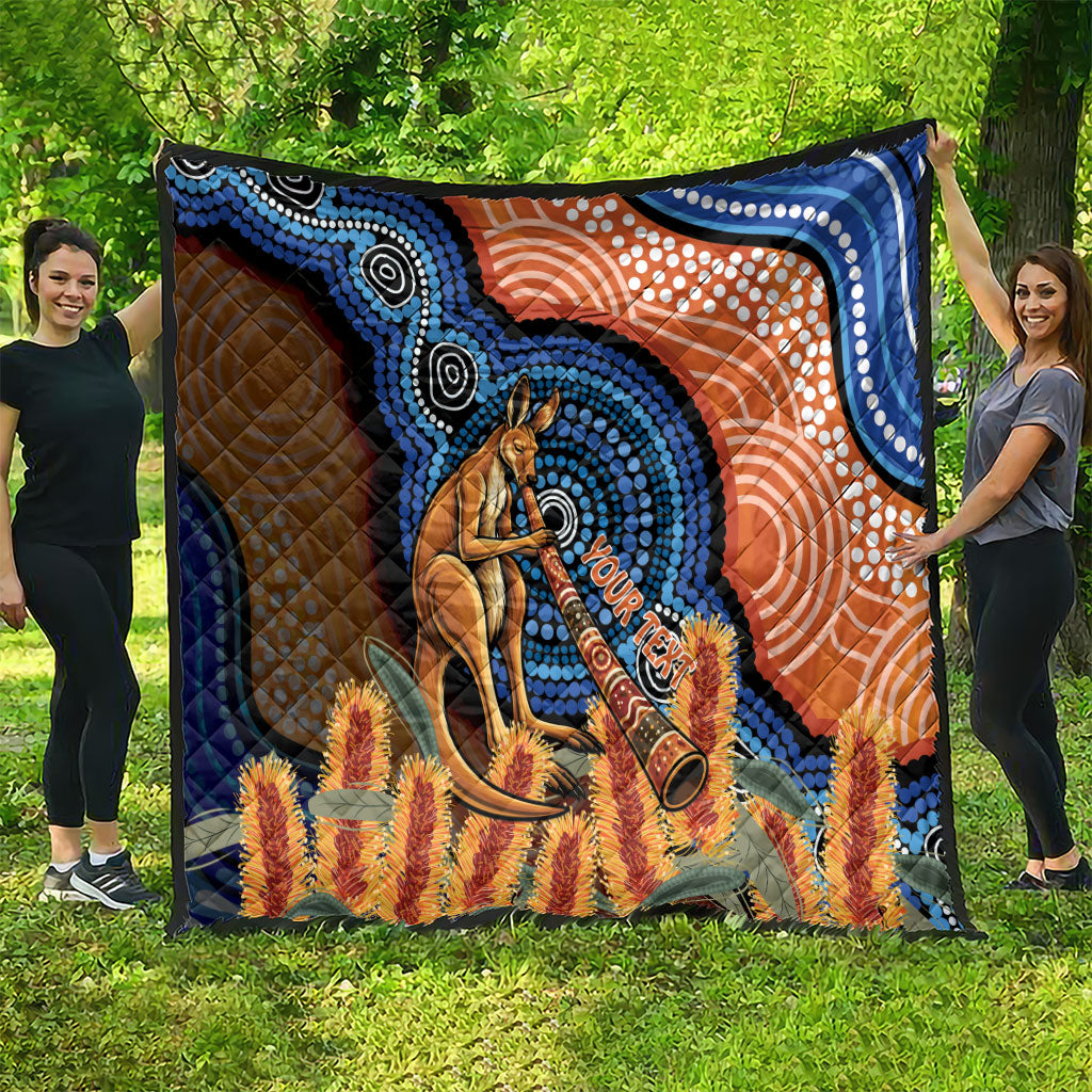 Personalised Australia Kangaroo Didgeridoo Quilt Bottlebrush Flowers Indigenous Art
