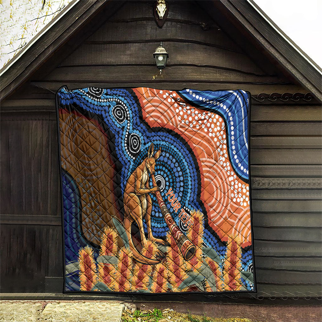 Personalised Australia Kangaroo Didgeridoo Quilt Bottlebrush Flowers Indigenous Art