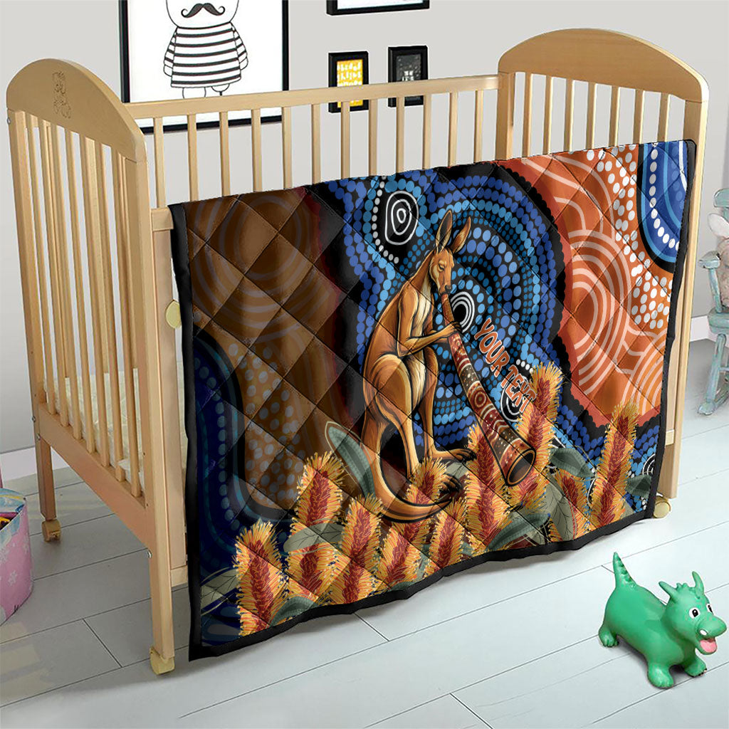 Personalised Australia Kangaroo Didgeridoo Quilt Bottlebrush Flowers Indigenous Art