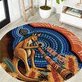 Personalised Australia Kangaroo Didgeridoo Round Carpet Bottlebrush Flowers Indigenous Art