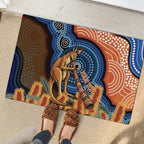 Personalised Australia Kangaroo Didgeridoo Rubber Doormat Bottlebrush Flowers Indigenous Art