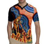 Personalised Australia Kangaroo Didgeridoo Rugby Jersey Bottlebrush Flowers Indigenous Art