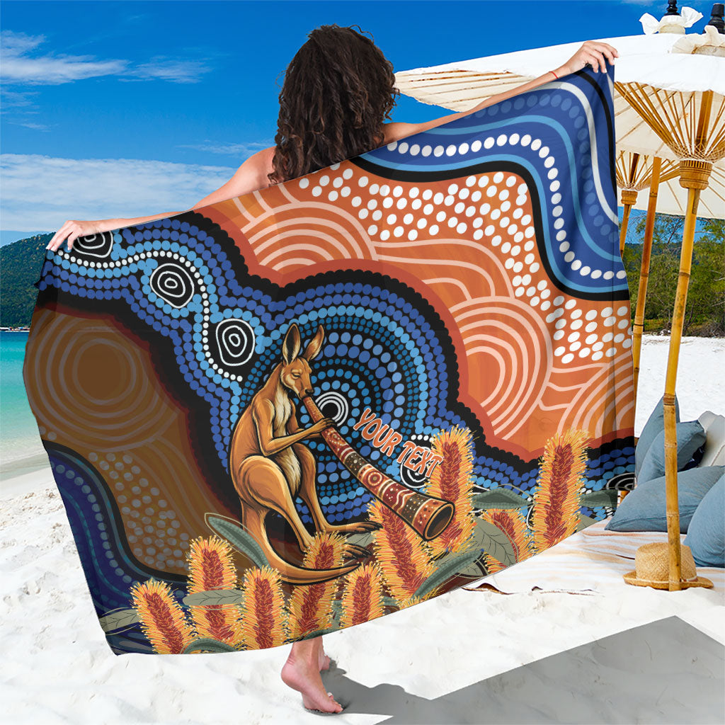 Personalised Australia Kangaroo Didgeridoo Sarong Bottlebrush Flowers Indigenous Art