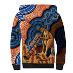 Personalised Australia Kangaroo Didgeridoo Sherpa Hoodie Bottlebrush Flowers Indigenous Art