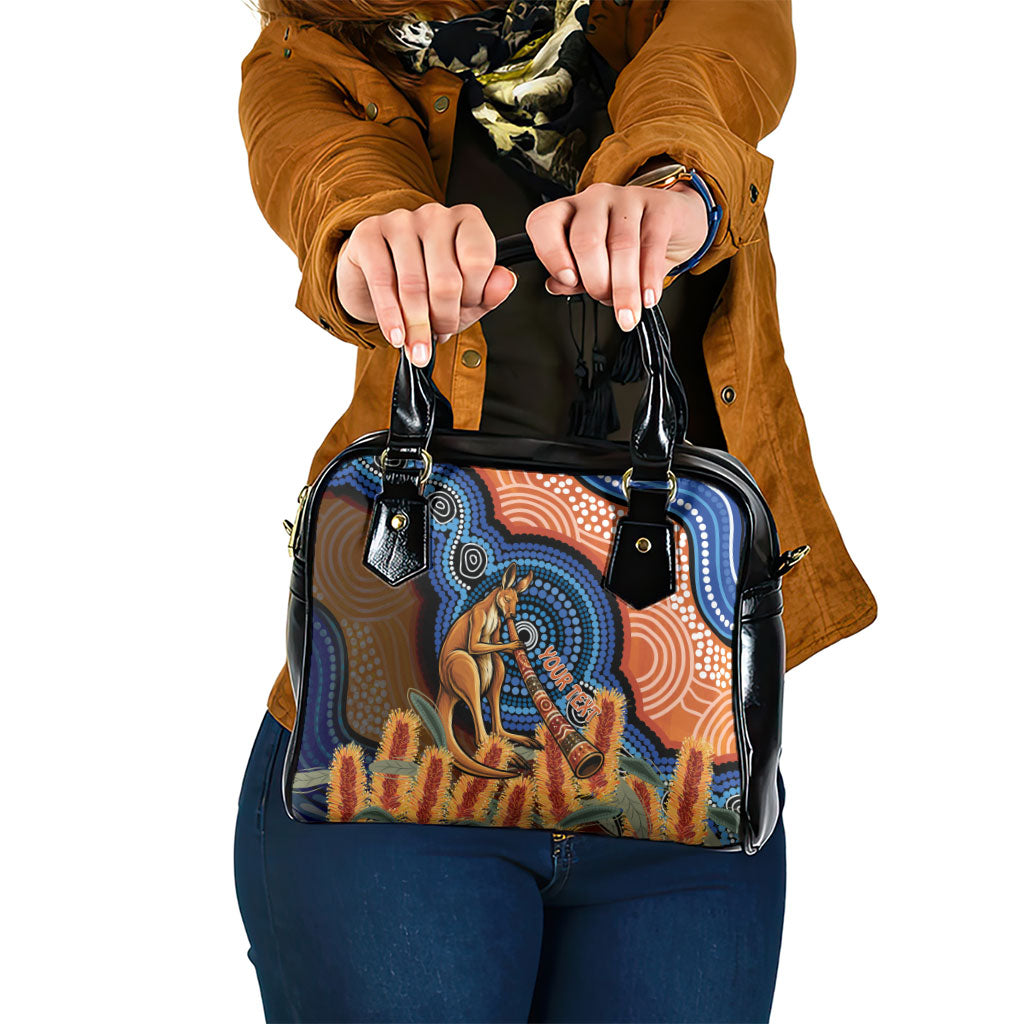 Personalised Australia Kangaroo Didgeridoo Shoulder Handbag Bottlebrush Flowers Indigenous Art
