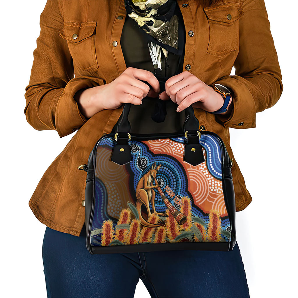 Personalised Australia Kangaroo Didgeridoo Shoulder Handbag Bottlebrush Flowers Indigenous Art