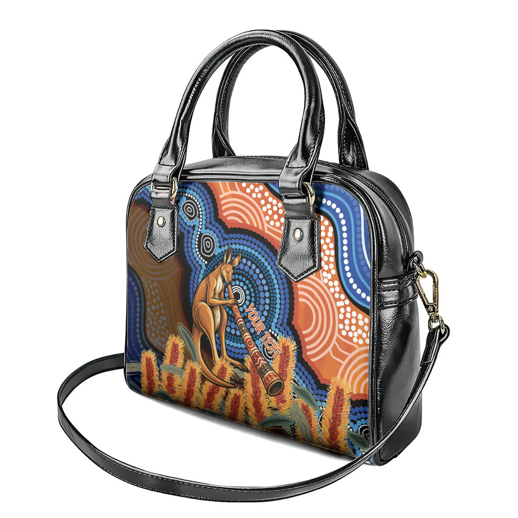 Personalised Australia Kangaroo Didgeridoo Shoulder Handbag Bottlebrush Flowers Indigenous Art