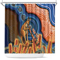 Personalised Australia Kangaroo Didgeridoo Shower Curtain Bottlebrush Flowers Indigenous Art