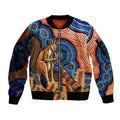 Personalised Australia Kangaroo Didgeridoo Sleeve Zip Bomber Jacket Bottlebrush Flowers Indigenous Art