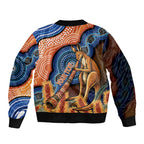 Personalised Australia Kangaroo Didgeridoo Sleeve Zip Bomber Jacket Bottlebrush Flowers Indigenous Art