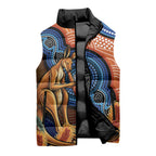 Personalised Australia Kangaroo Didgeridoo Sleeveless Puffer Jacket Bottlebrush Flowers Indigenous Art