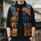 Personalised Australia Kangaroo Didgeridoo Sleeveless Puffer Jacket Bottlebrush Flowers Indigenous Art