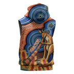 Personalised Australia Kangaroo Didgeridoo Sleeveless Zip Hoodie Bottlebrush Flowers Indigenous Art