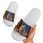 Personalised Australia Kangaroo Didgeridoo Slide Sandals Bottlebrush Flowers Indigenous Art