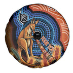 Personalised Australia Kangaroo Didgeridoo Spare Tire Cover Bottlebrush Flowers Indigenous Art