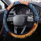 Australia Kangaroo Didgeridoo Steering Wheel Cover Bottlebrush Flowers Indigenous Art