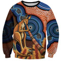 Personalised Australia Kangaroo Didgeridoo Sweatshirt Bottlebrush Flowers Indigenous Art