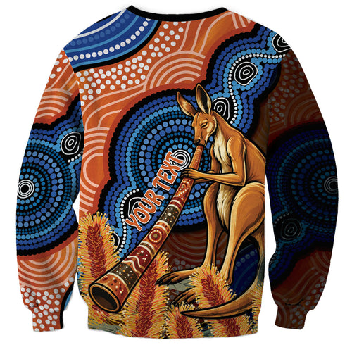 Personalised Australia Kangaroo Didgeridoo Sweatshirt Bottlebrush Flowers Indigenous Art