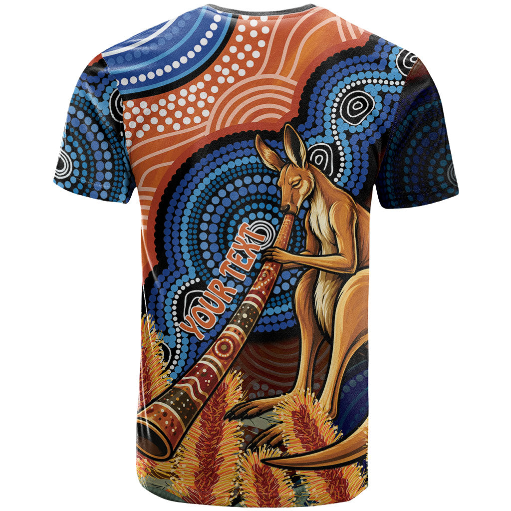 Personalised Australia Kangaroo Didgeridoo T Shirt Bottlebrush Flowers Indigenous Art
