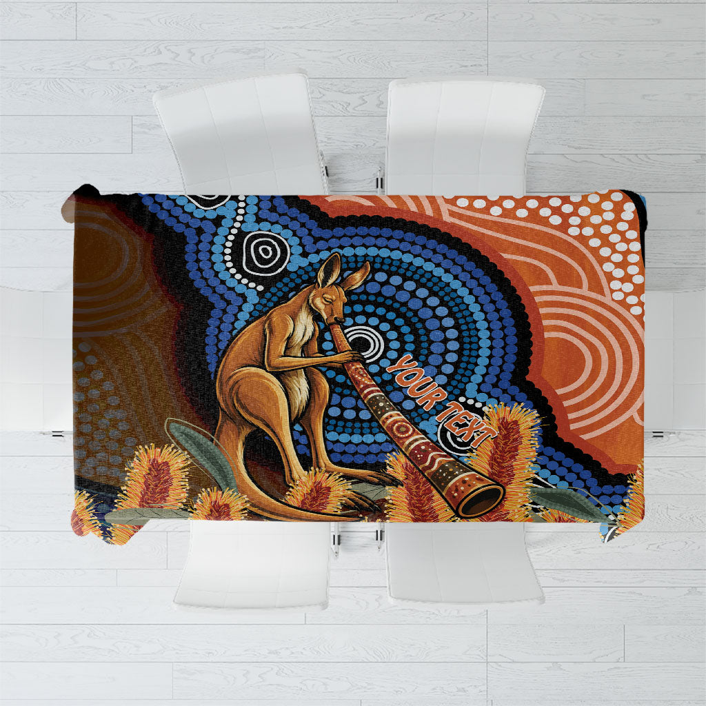 Personalised Australia Kangaroo Didgeridoo Tablecloth Bottlebrush Flowers Indigenous Art