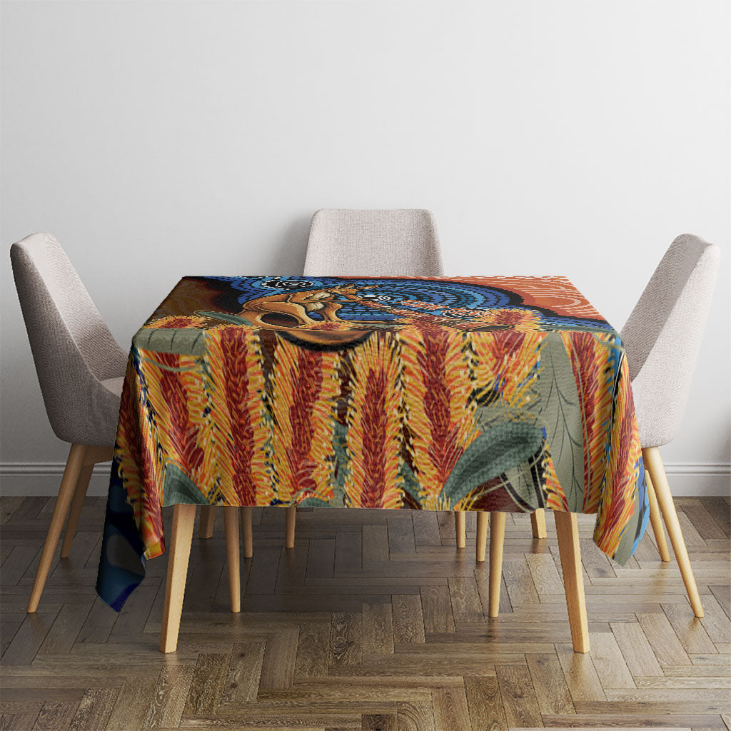 Personalised Australia Kangaroo Didgeridoo Tablecloth Bottlebrush Flowers Indigenous Art