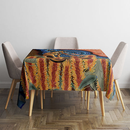 Personalised Australia Kangaroo Didgeridoo Tablecloth Bottlebrush Flowers Indigenous Art