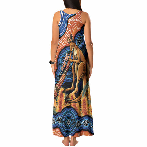 Personalised Australia Kangaroo Didgeridoo Tank Maxi Dress Bottlebrush Flowers Indigenous Art