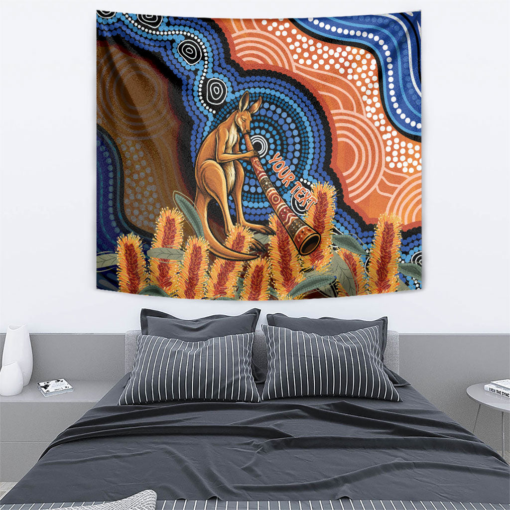 Personalised Australia Kangaroo Didgeridoo Tapestry Bottlebrush Flowers Indigenous Art
