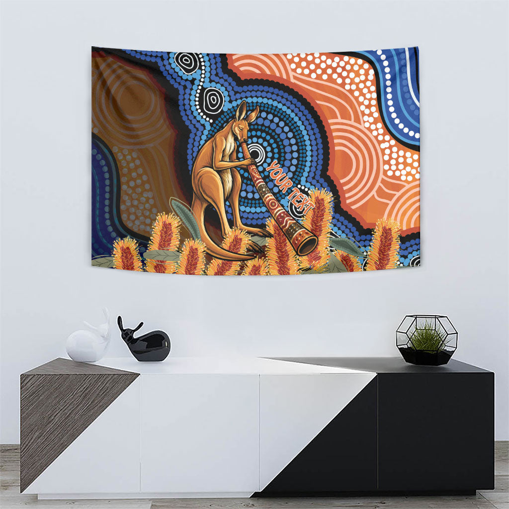 Personalised Australia Kangaroo Didgeridoo Tapestry Bottlebrush Flowers Indigenous Art