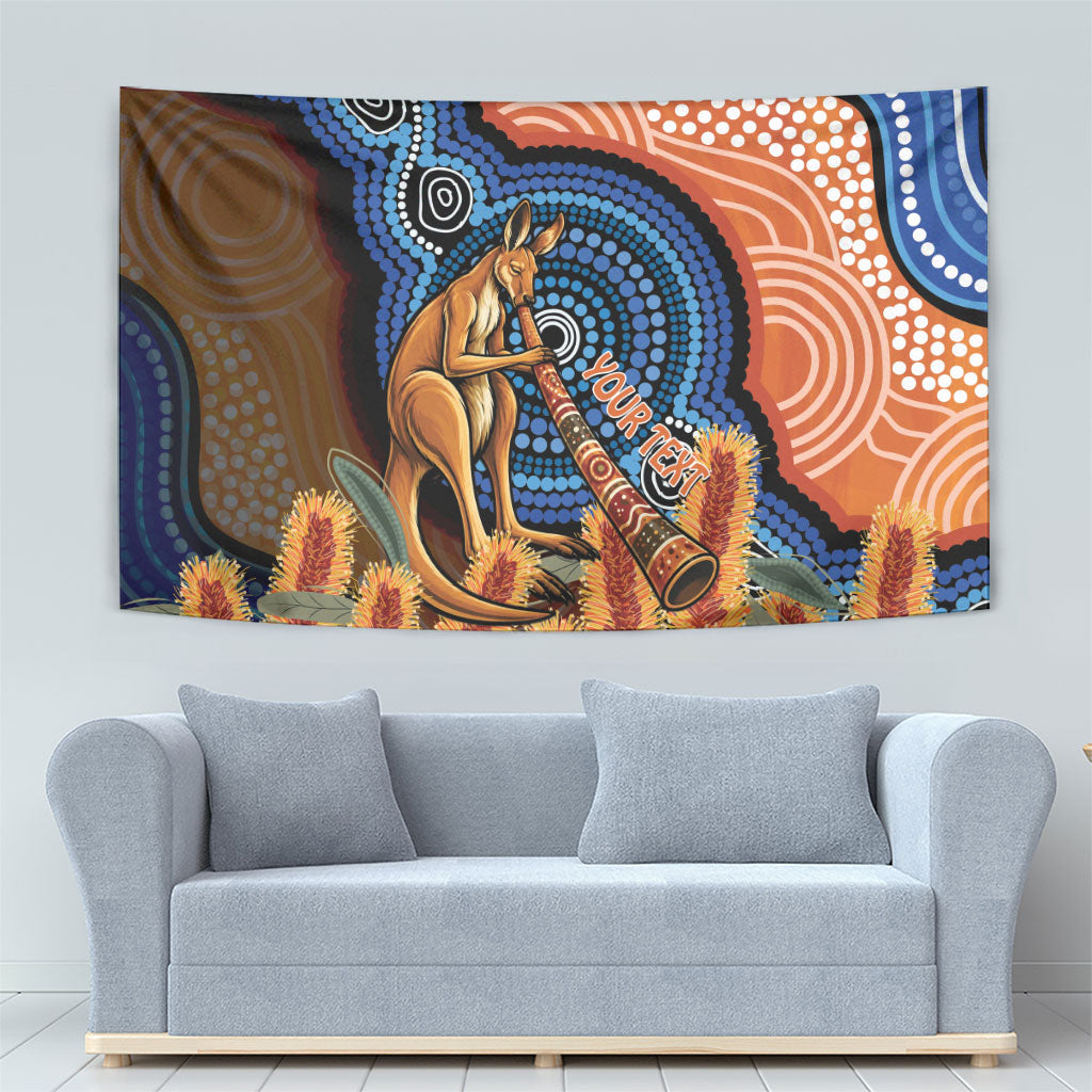 Personalised Australia Kangaroo Didgeridoo Tapestry Bottlebrush Flowers Indigenous Art