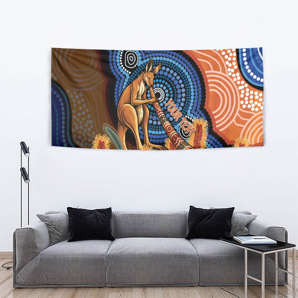 Personalised Australia Kangaroo Didgeridoo Tapestry Bottlebrush Flowers Indigenous Art