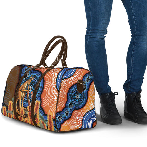Personalised Australia Kangaroo Didgeridoo Travel Bag Bottlebrush Flowers Indigenous Art