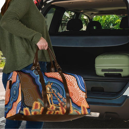 Personalised Australia Kangaroo Didgeridoo Travel Bag Bottlebrush Flowers Indigenous Art