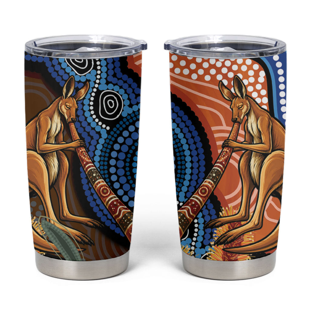 Personalised Australia Kangaroo Didgeridoo Tumbler Cup Bottlebrush Flowers Indigenous Art