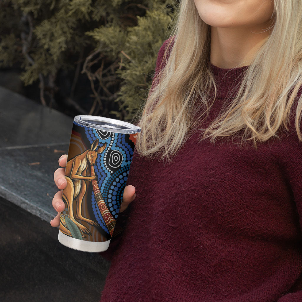 Personalised Australia Kangaroo Didgeridoo Tumbler Cup Bottlebrush Flowers Indigenous Art