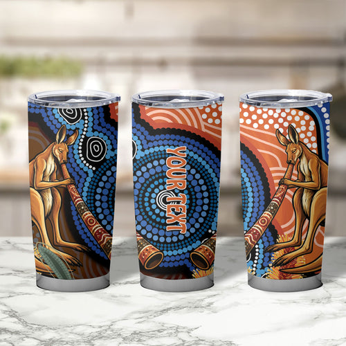 Personalised Australia Kangaroo Didgeridoo Tumbler Cup Bottlebrush Flowers Indigenous Art